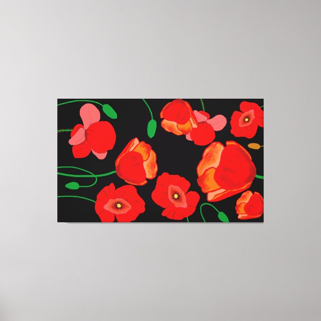 Lienzo Cachorros rojos en ilustracion de fondo negro (Anverso)