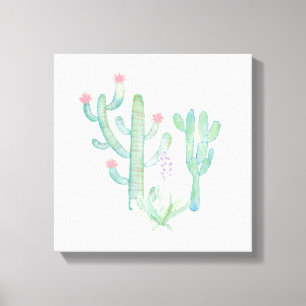 Lienzo Cactus de acuarela bohemia