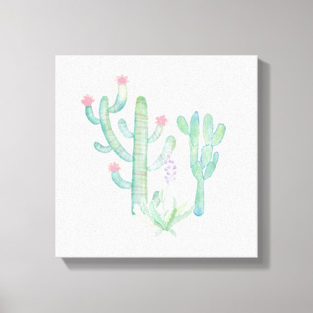 Lienzo Cactus de acuarela bohemia (Anverso)