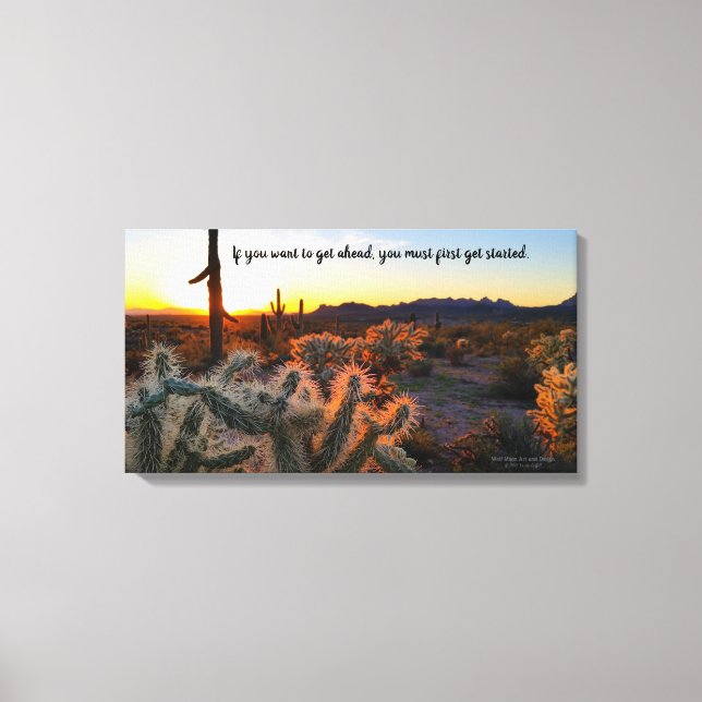 Lienzo Cactus del desierto de Sonoran Sunset de Arizona c (Anverso)