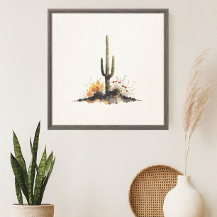 Lienzo Cactus del suroeste de Saguaro con girasoles