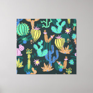Lienzo Cactus dibujado a mano: sin costuras escandinavas.