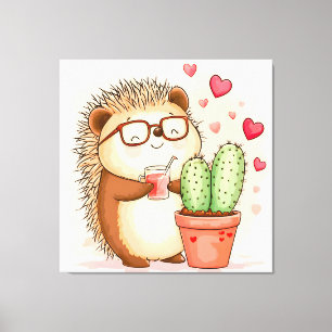 Lienzo Cactus Erizo Aplausos Acuarela