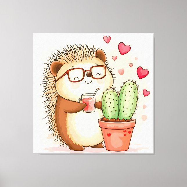 Lienzo Cactus Erizo Aplausos Acuarela (Anverso)