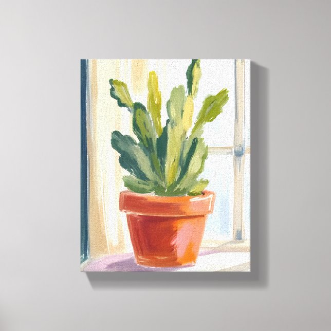 Lienzo Cactus Plant | Green Botanical Watercolor (Anverso)