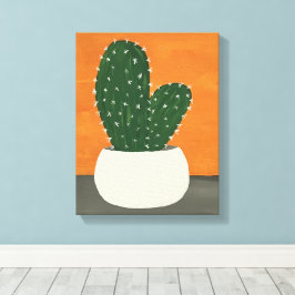 Lienzo Cactus postizas de acrílico gris y naranja