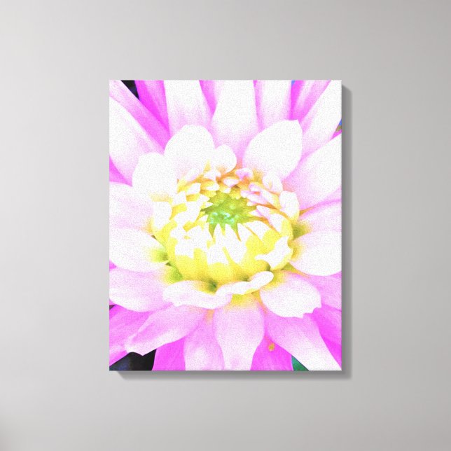 Lienzo Cactus rosados, blancos y amarillos Dahlia Macro (Anverso)