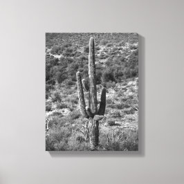 Lienzo Cactus Saguaro blanco y negro en Sagebrush 11x14