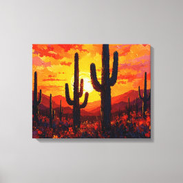 Lienzo Cactus Silhouettes Premium Wraplin Canvas Wall Art