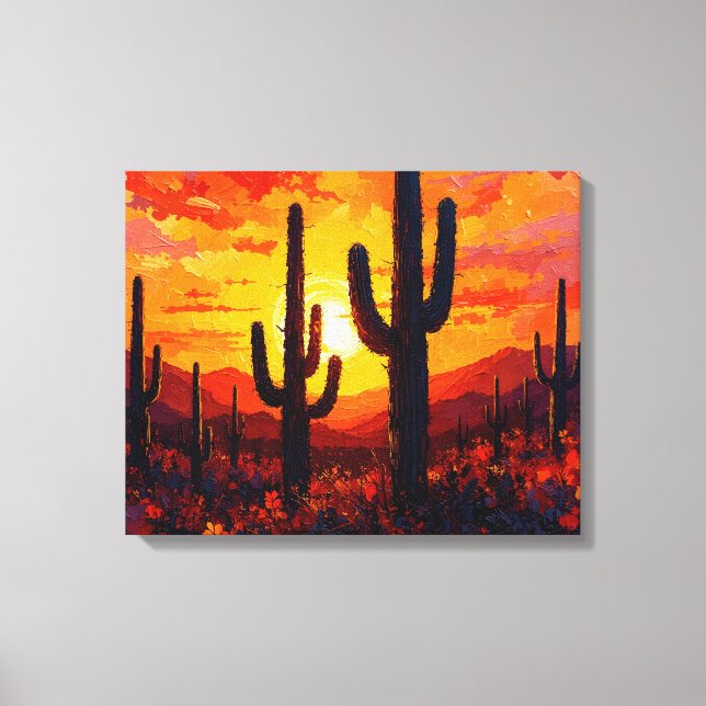 Lienzo Cactus Silhouettes Premium Wraplin Canvas Wall Art (Anverso)