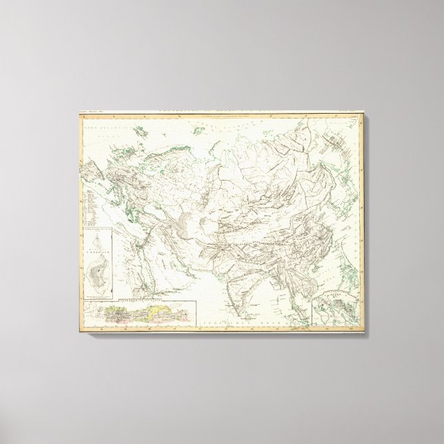 Lienzo Cadenas de montaña de Asia y Europa (Anverso)