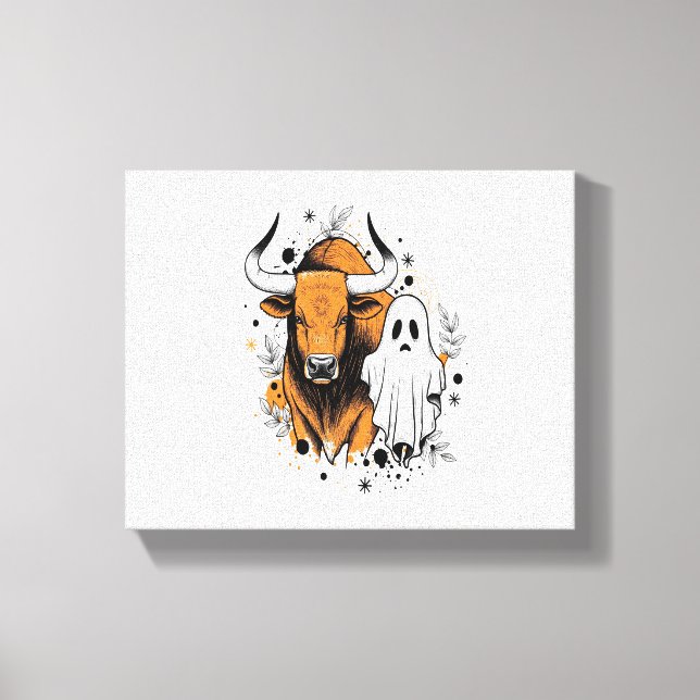 Lienzo Cae la vaca fresca de Halloween Highland (Anverso)