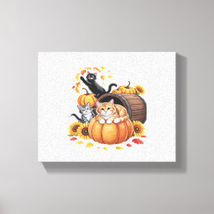 Lienzo Caen los gatos Calabazas de otoño Girasol de Acció