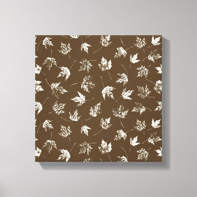 Lienzo Caer hojas de arce sobre marrón - sin costuras. (Anverso)