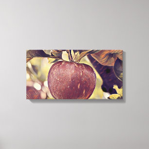 Lienzo Caer manzana roja y dejar acuarela