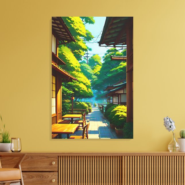 Lienzo Café al aire libre del jardín japonés (Insitu (Sala de estar))