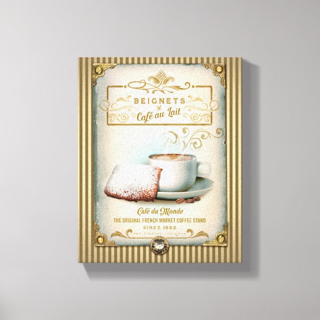 Lienzo Cafe au Lait & Beignets (Anverso)