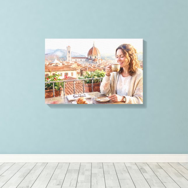 Lienzo Café de la Mañana en Florencia (Insitu (piso de madera))