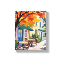 Café de Otoño Acuarela Follaje de Otoño