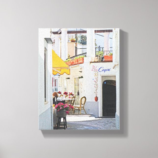 Lienzo Café en la acera en Capri (Anverso)