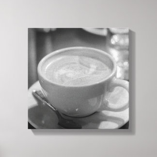 Lienzo Café/Latte con Cuchara - Foto en Blanco y Negro