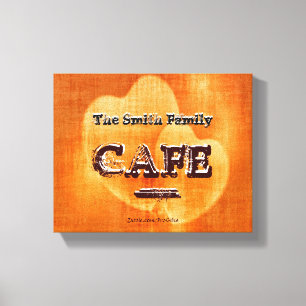 Lienzo Cafe Nombre Familia Corazones Brillantes