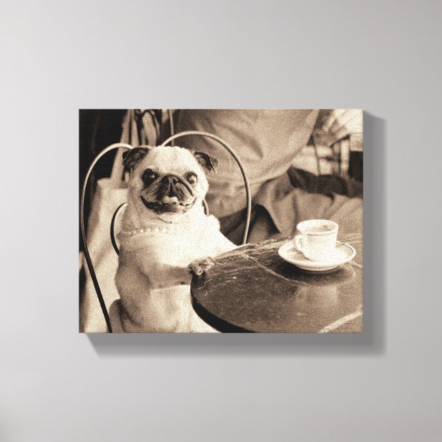 Lienzo Cafe Pug (Anverso)