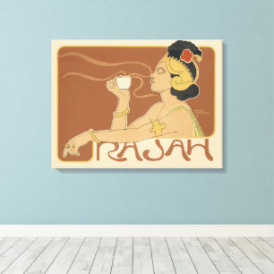 Lienzo Café Rajah Art Nouveau Vintage, Dama con Café