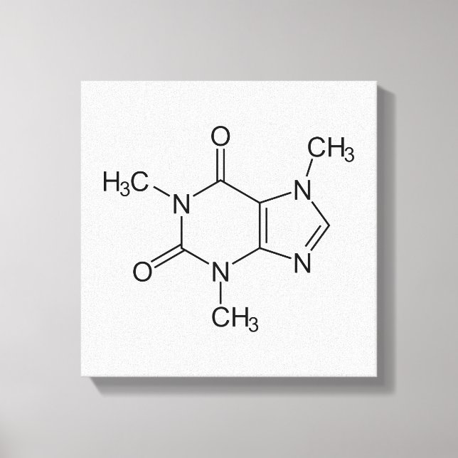 Lienzo Cafeína Molécula Química Átomos de café (Anverso)