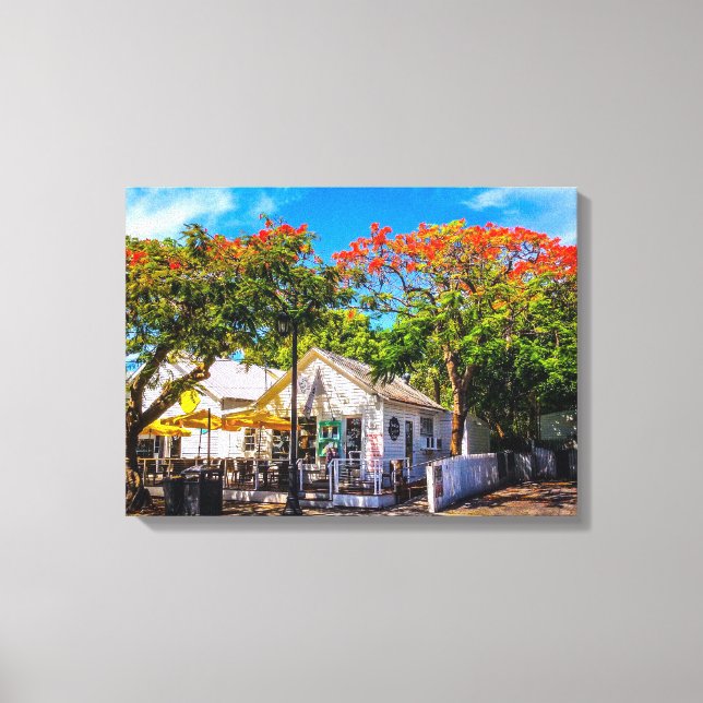 Lienzo Cafetería con gato de seis dedos (Anverso)