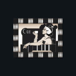 Lienzo Cafetería vintage Art Deco Stripe Black Silver<br><div class="desc">Café Vintage Art Deco Stripe Black Silver Wall Art</div>
