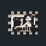 Lienzo Cafetería vintage Art Deco Stripe Black Silver<br><div class="desc">Café Vintage Art Deco Stripe Black Silver Wall Art</div>