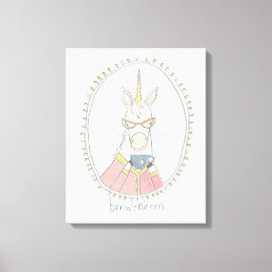 Lienzo Caffeinated Cutie   Brew Unicorn