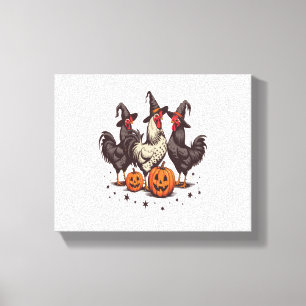 Lienzo Caída de la Bruja de Pollo de Calabaza de Hallowee