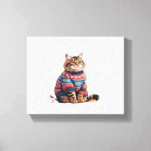 Lienzo Caída de la Hoja del Gato Hola Funny Cat Kitten Lo