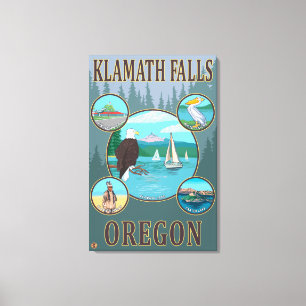 Lienzo Caídas de Klamath, poster del viaje de