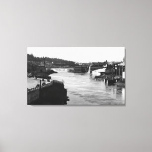 Lienzo Caídas de Willamette y ciudad de Oregon de los
