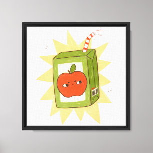 Lienzo ¡Caja de jugo de manzana enojada! divertido y lind