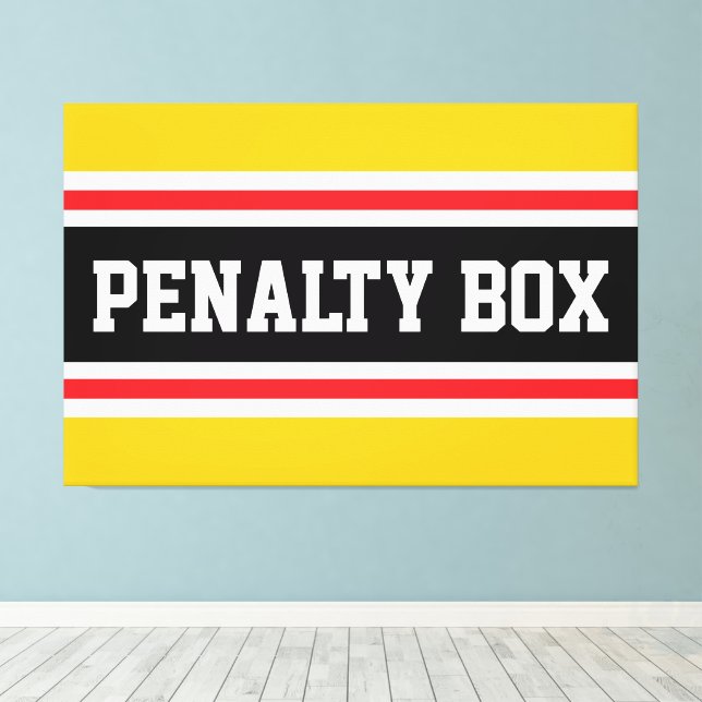 Lienzo CAJA DE PENALTI Bright Amarillo Rojo Negro Blanco  (Insitu (piso de madera))