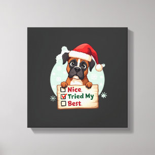 Lienzo Caja linda perro Boxer Navidad Bonito Probé mi mej