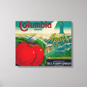 Lienzo Cajón LabelYakima, WA de Columbia Apple