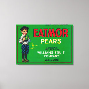 Lienzo Cajón LabelYakima, WA de la pera de Eatmor