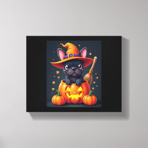 Lienzo Calabaza de calabaza de Bulldog francés Halloween