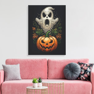 Lienzo Calabaza de cráneo de Halloween gótico
