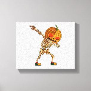 Lienzo Calabaza de Dabbing - Costuma de esqueleto asustad