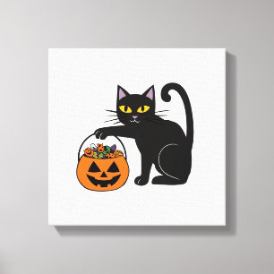 Lienzo Calabaza de gato negro de Halloween Jack O' Lanter