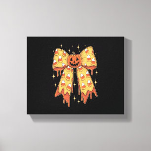 Lienzo Calabaza de Halloween con lazo de caramelo de maíz