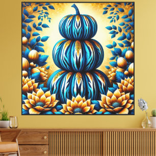 Lienzo Calabaza de tigre azul y dorado