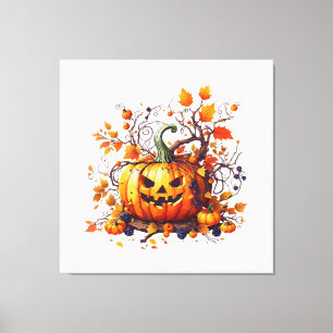 Lienzo calabaza divertida de otoño Halloween