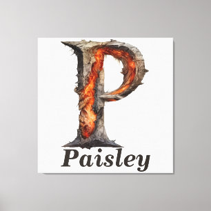 Lienzo Calabaza Halloween Letra P Monograma Floral